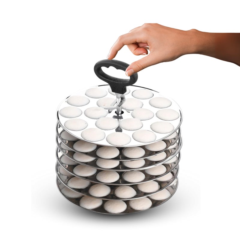 FORTUNA KITCHENWARE Fortuna Premium Stainless Steel Mini Idli Plates set of 6 | Mini Idli Stand | Mini Idli Maker Stand with 108 Idli Kulis, High Polish with Rod Picker Handle (6 Plates) - Image 1