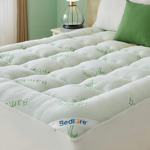BEDLORE Twin XL Mattress Topper Viscose Derived from Bamboo Thick Pillow Top Mattress Pad with Deep Pockets for 615 inches Mattress Soft Mattress Topper College Dorm Size for Back Pain - Image 1