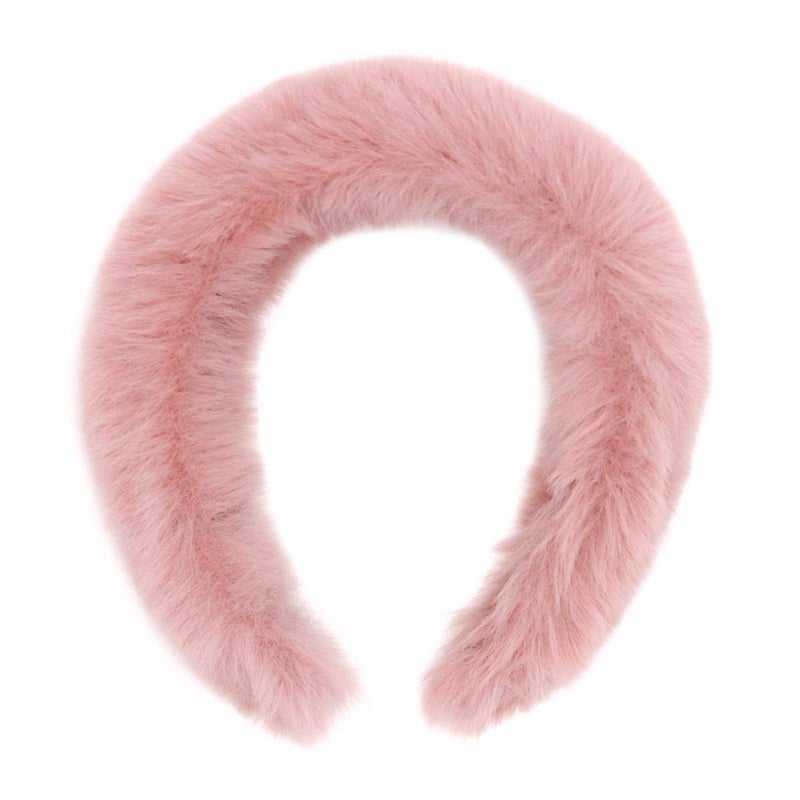surell Faux Rex Headband (Pink) - Fake Rabbit Fur Hairband for Women - Girls Cute Makeup Soft Trendy Headband - Comfortable Fluffy - One Size Fits All - Image 1