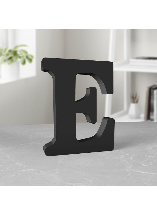 TPGP 6 Inch Black Wood Letters for Wall Decor - Unfinished Decorative Standing Letter Slices for Sign Board Decoration, Craft, Home Party Projects (E) - Image 1
