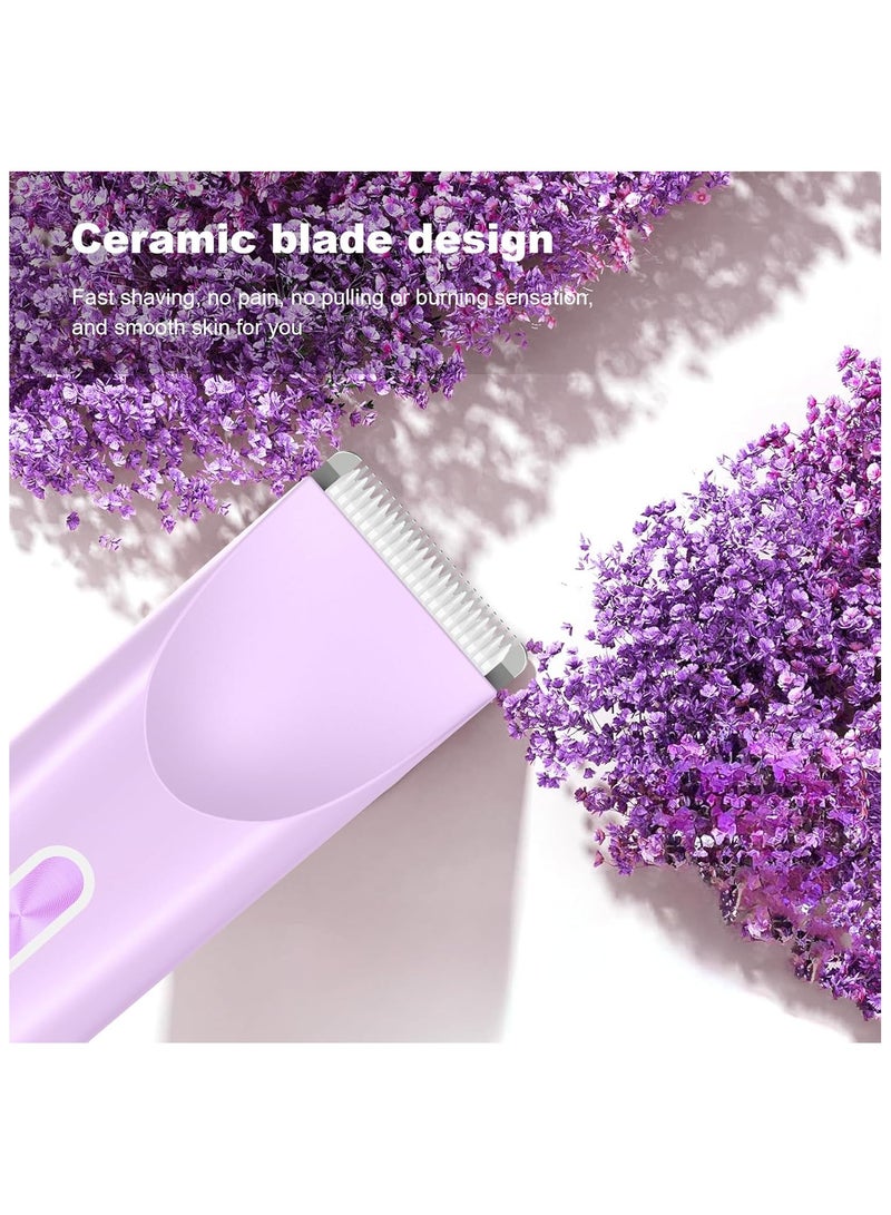 PANDA JOJO 2 in 1 Electric Shaver Razor for Women, IPX7 Waterproof Wet & Dry Dual Head Electric Epilator for Women, Womens Electric Razor for Face, Leg and Underarm (Purple) - Image 3