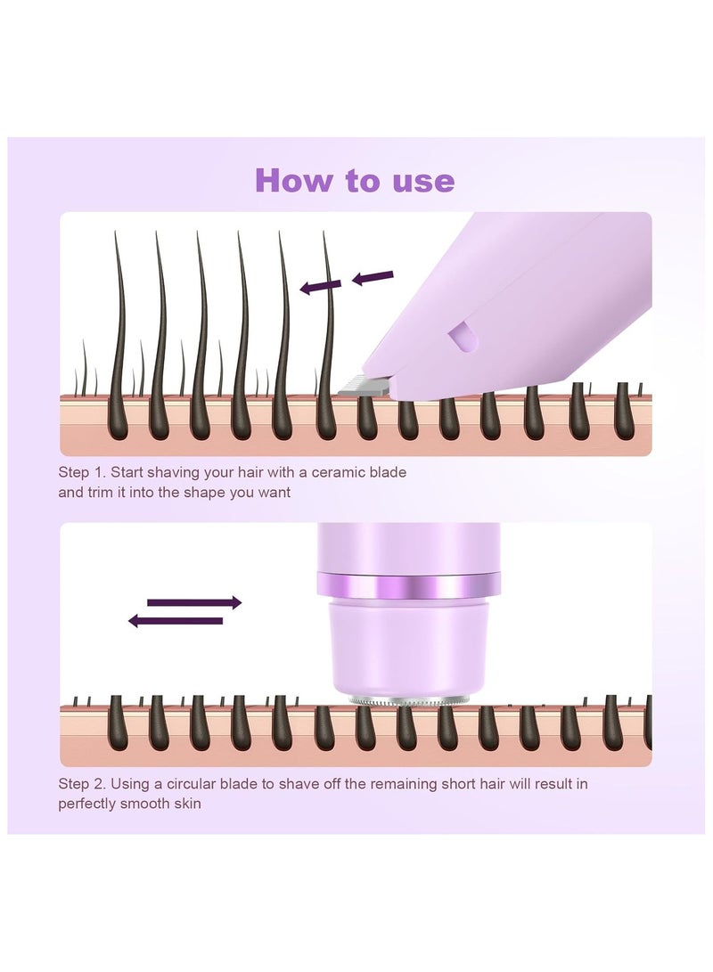 PANDA JOJO 2 in 1 Electric Shaver Razor for Women, IPX7 Waterproof Wet & Dry Dual Head Electric Epilator for Women, Womens Electric Razor for Face, Leg and Underarm (Purple) - Image 4