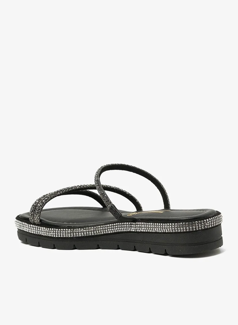 VIZZANO Black Flat Sandals for Women – Stylish Ladies Flat Sandals & Comfortable Flat Slippers for Women | Best Price UAE