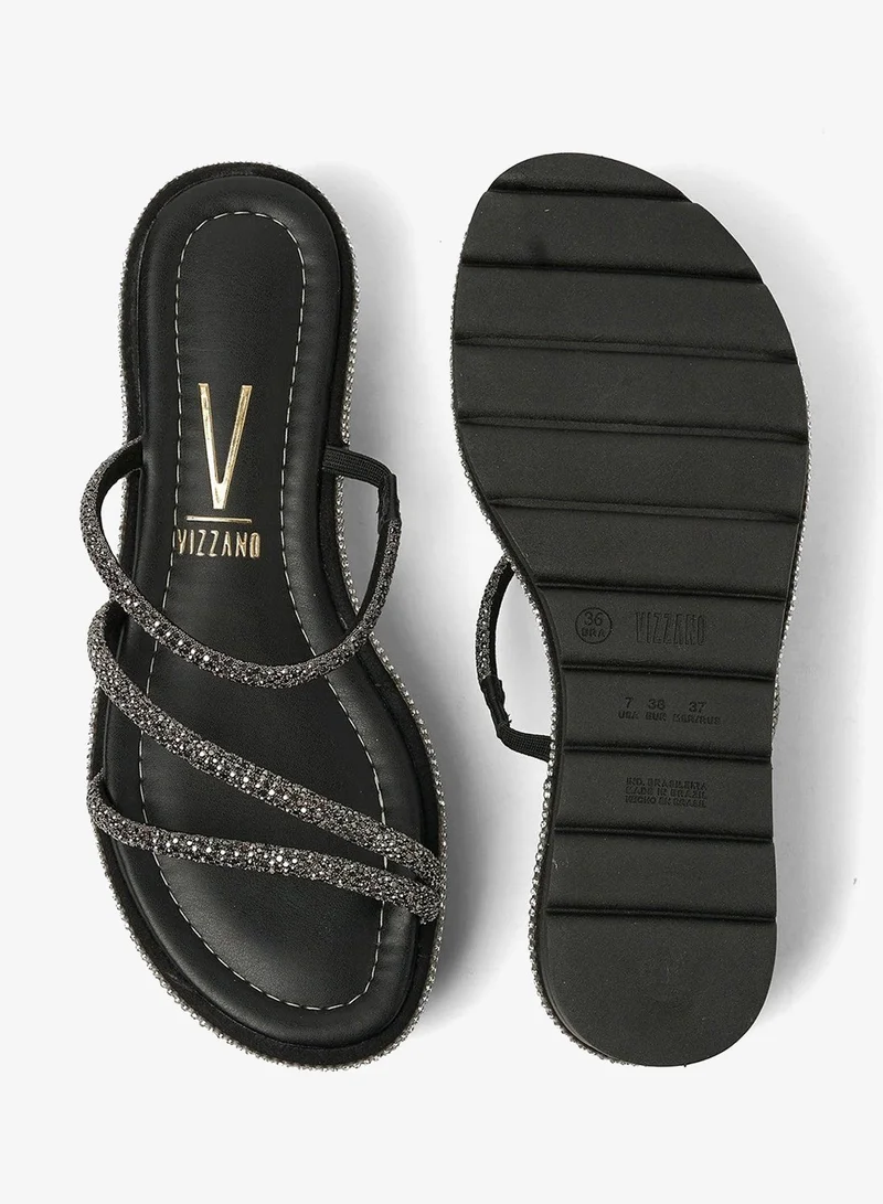 VIZZANO Black Flat Sandals for Women – Stylish Ladies Flat Sandals & Comfortable Flat Slippers for Women | Best Price UAE