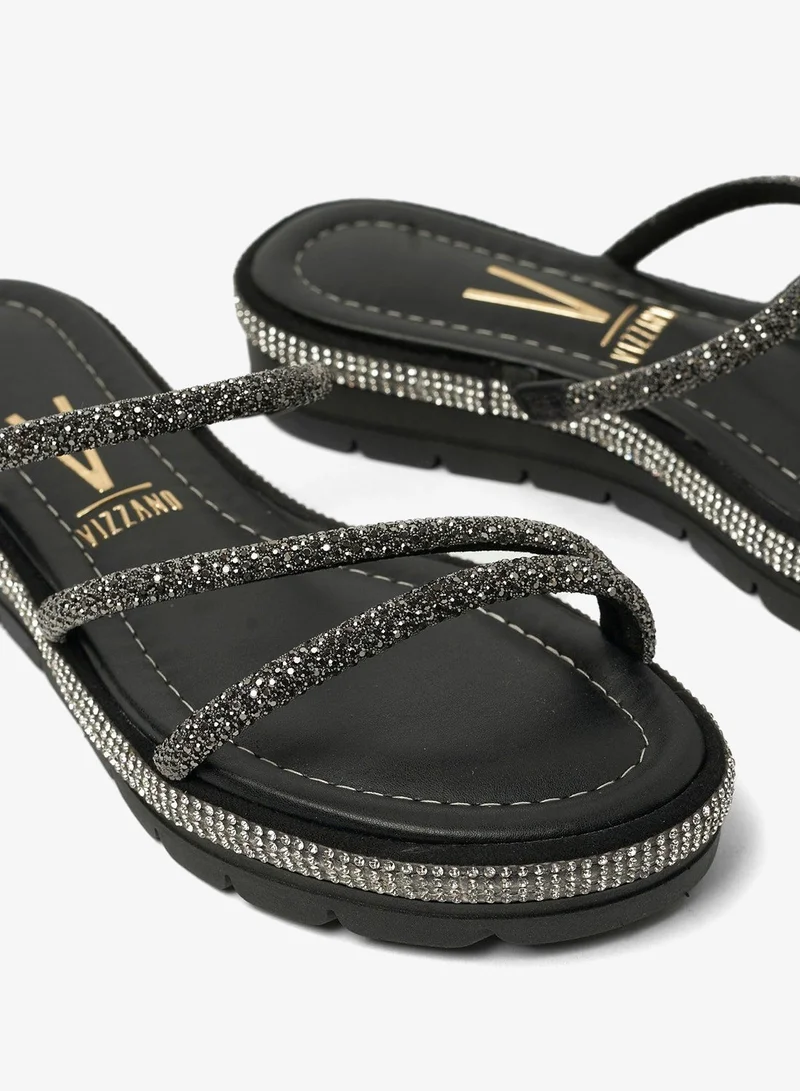 VIZZANO Black Flat Sandals for Women – Stylish Ladies Flat Sandals & Comfortable Flat Slippers for Women | Best Price UAE