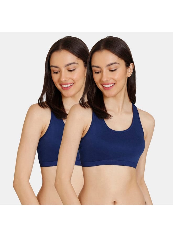 zivame Set of 2 - Zivame Solid Non-Padded Non-Wired Teen Bra with Racerback  - Image 1