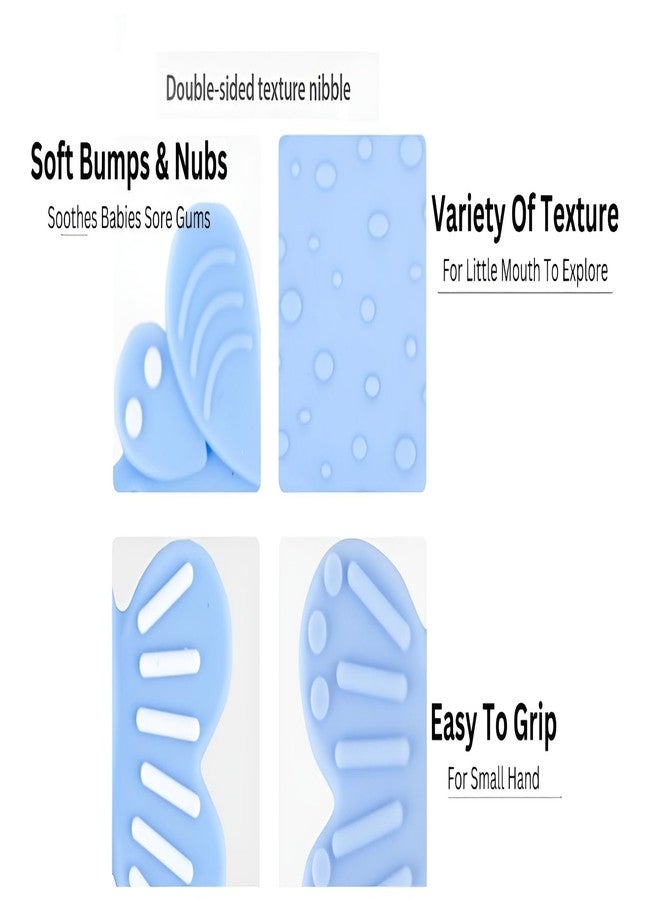 Rukan Teether 6 to 12 Months Baby Toys Soft Textured to Soothe Gums, Perfect for 0 to 6 Months BPA Free, Easy to Clean - NO Choke Design Hen & Fish (Blue-Orange) 2-Pack - Image 3