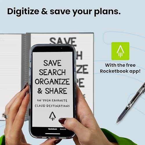 Rocketbook Everyday Planner Smart Reusable Pages, Executive Size 6x8.8, Gray – Erasable & App-Connected, Undated Weekly, Monthly & Annual Templates, Perfect for Productivity, Goals & Scheduling - Image 3