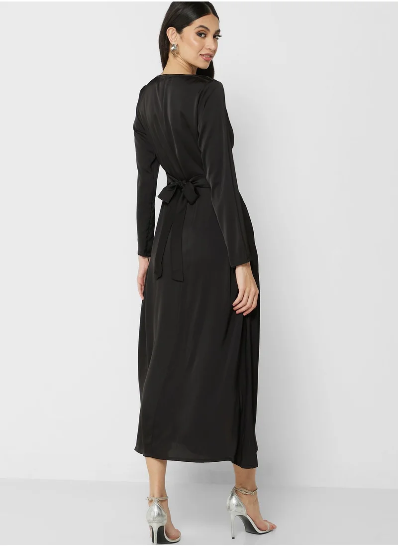 Khizana Cowl Neck Satin Dress