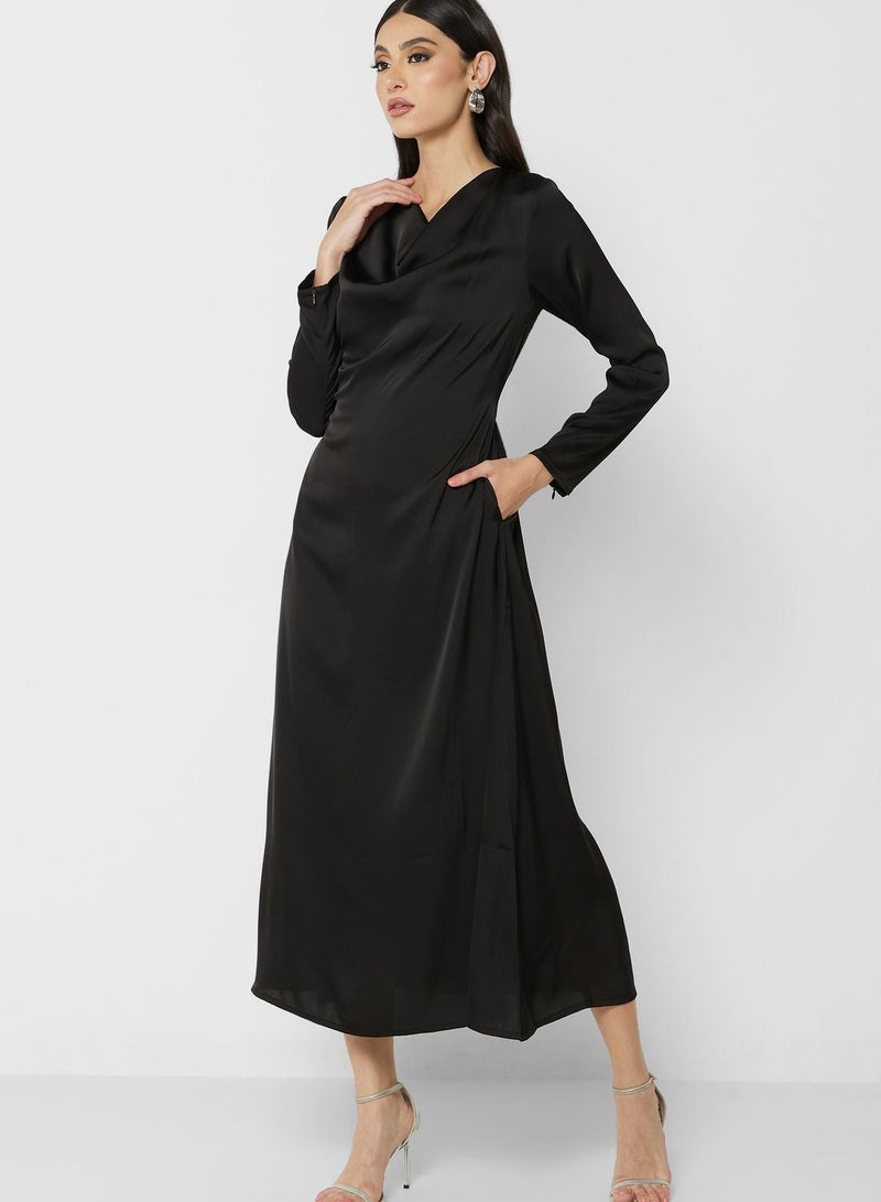 Khizana Satin Cowl Midi Dress - Image 4