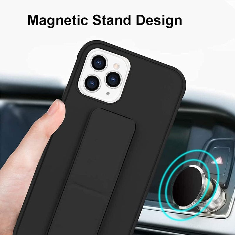 غطاء لـ iPhone 15 Pro Max، غطاء حامل خلفي مع حامل مغناطيسي، مقبض مغناطيسي مانع للسقوط ومقاوم للخدوش والصدمات لـ iPhone 15 Pro Max (15 Pro Max، رمادي) - Image 2
