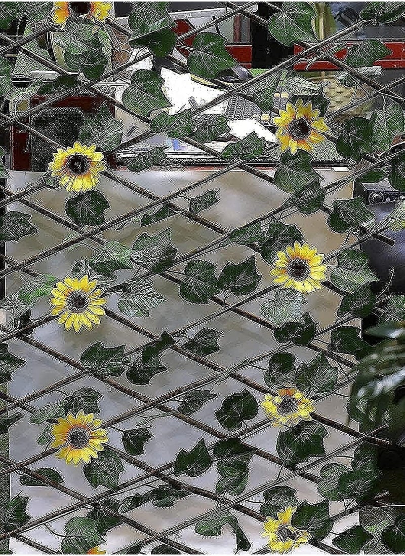 Generic Wooden pergola with sunflowers, balcony party decor, full wall decor 