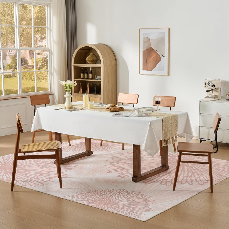 WITSHOCK Pink Rug 8x10 Living Room: Washable Modern Large Neutral Floral Rugs Soft Cute Indoor Non Slip Carpet for Bedroom Girls Nursery Kids Playroom Preppy Baby Room Dining Room Office Home - Image 4