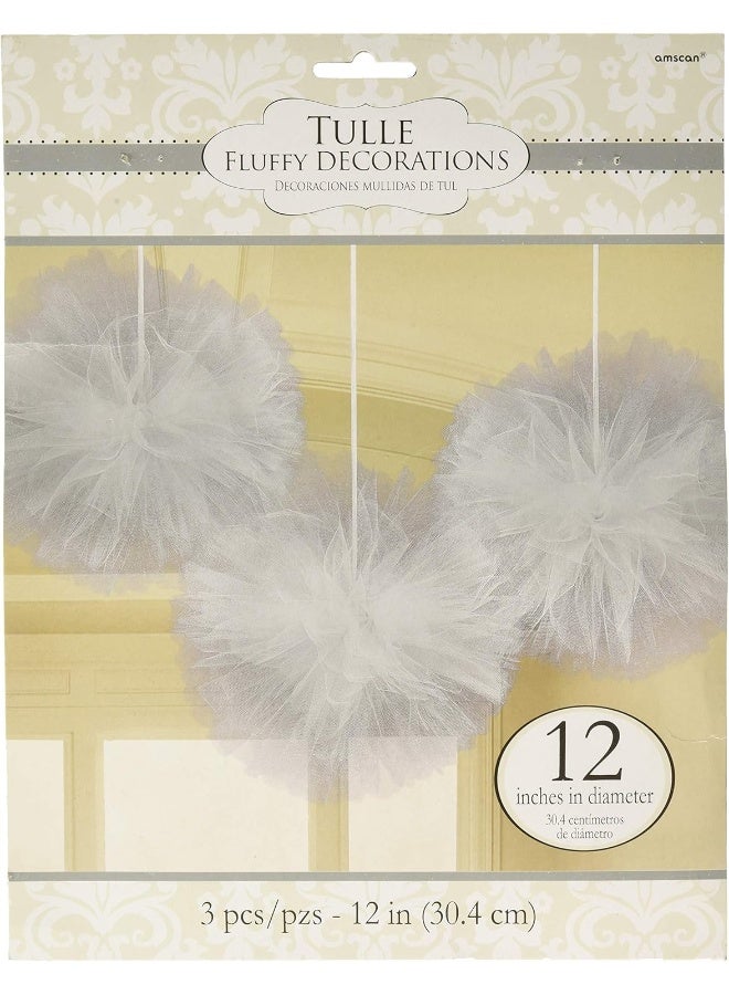 Amscan Silver Fluffy Tulle Decoration 3pcs - Image 1