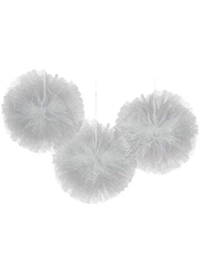 Amscan Silver Fluffy Tulle Decoration 3pcs - Image 2