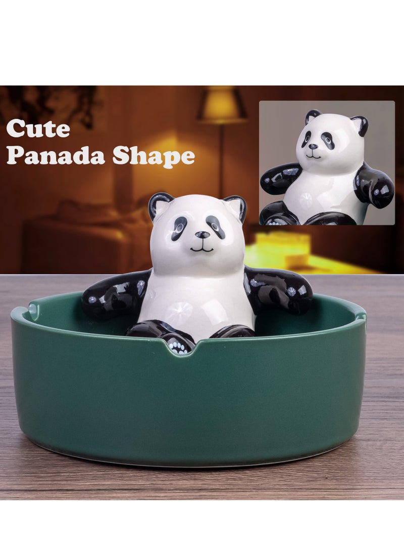 Panda Home Ashtray, Handmade Cool Resin Ashtrays for Cigarettes as Home Decoration, Outdoor Ashtray for Patio/Garden/Balcony (Black)  - Image 1