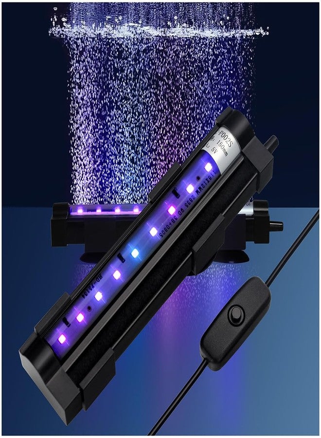 DaToo Submersible Aquarium Light 6Inch Fish Tank Light Bubbler Wall with Air Bubble Hole IP68 Waterproof Color Changing Led Light for Freshwater and Saltwater Aquariums Fish Tanks - Image 1