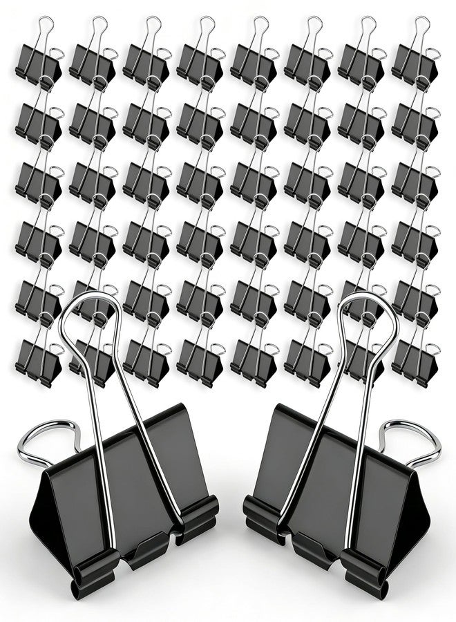 CableGeeker Binder Clips, 48 Pcs Medium Black Binder Clips, 1.25 Inch Office Clips with Container, Paper Clips for Office Supplies, Home, School, Cable Management, Strong Grip & Rust-Resistant - Image 1