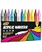 Bandle B. Bandle B Acrylic Paint Markers Set of 12 Paint Pens for Art Fabric Coloring and JournalingQuickDrying Waterproof NonToxic Reversible ChiselDot Tip - Image 2