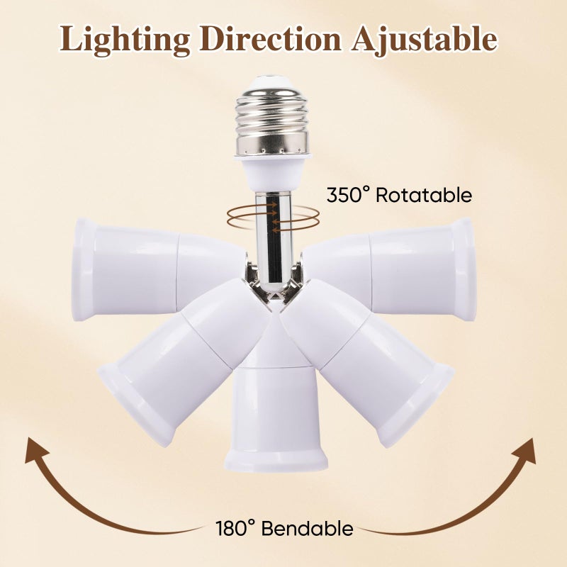 MIKWOAB 3 Pack Light Socket Extender, E26/E27 4.5 Inch Light Socket Extension, Vertical 180Â°Horizontal 350Â° Adjustable Medium Screw Base Light Bulb Extension Socket - Image 2