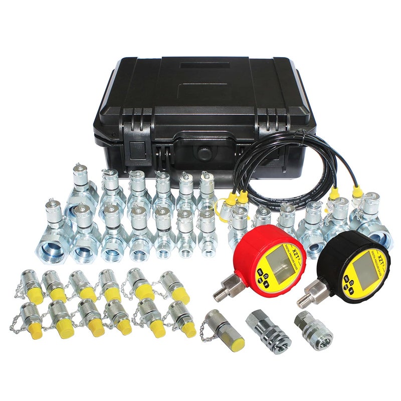 XZT XZT 70U Hydraulic Pressure Test Coupling KitPressure gauges SetTest HoseBSPP ORFS JIC Hydraulic Swivel Run tees for Repair Excavator Construction Machinery - Image 1