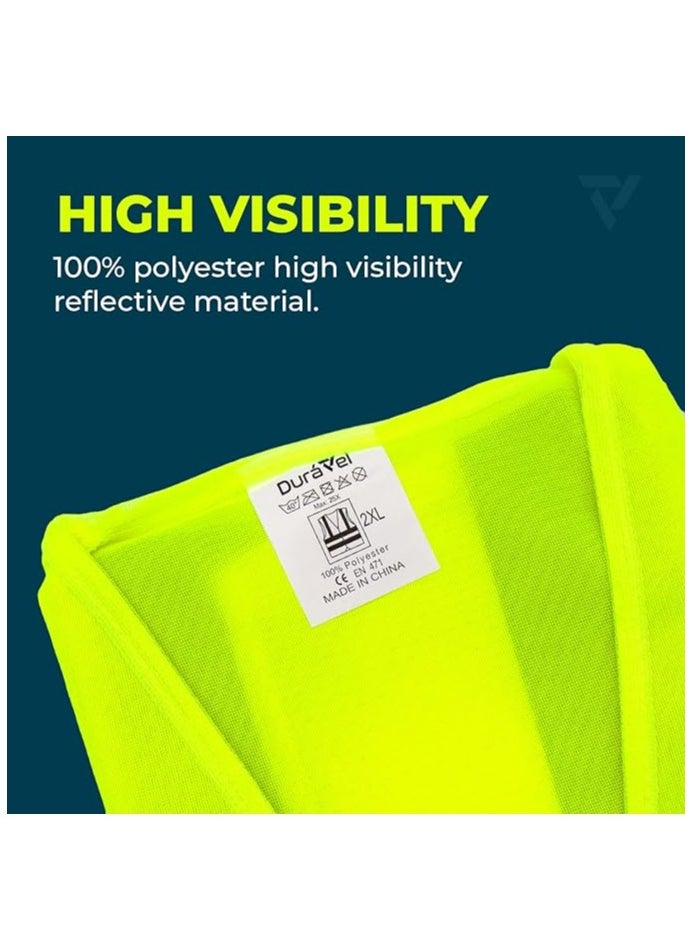 Duravel - Duravel Safety Jacket,Vest, Pack of 5 - Reflective Guardian: High-Visibility Safety Jacket for Runners, Cyclists, and Construction Workers - 360° Visibility, Lightweight, and Adjustable Comfort - Image 1