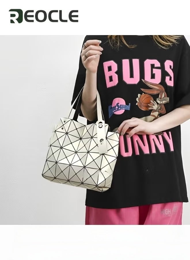 REOCLE Women's Geometric Luminous Purses Handbags Holographic Reflective Crossbody Shoulder Bag Purse Handbag - Image 5