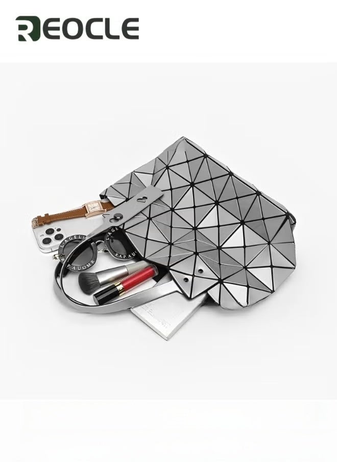 REOCLE Women's Geometric Luminous Purses Handbags Holographic Reflective Crossbody Shoulder Bag Purse Handbag - Image 4