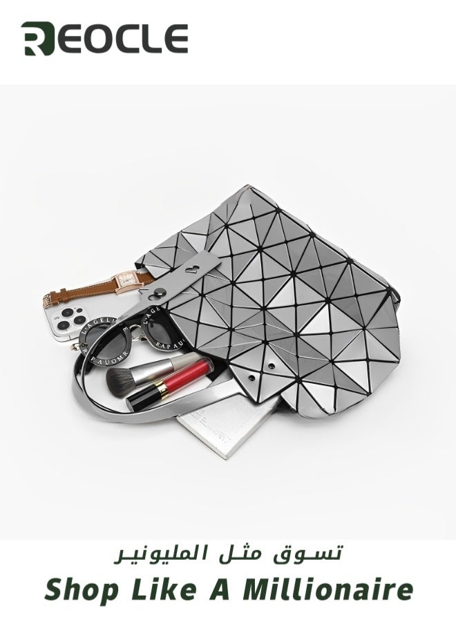 REOCLE - Women's Geometric Luminous Purses Handbags Holographic Reflective Crossbody Shoulder Bag Purse Handbag - Image 1