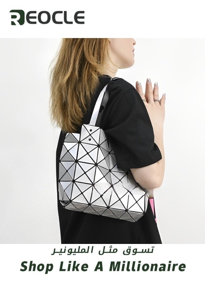 REOCLE - Women's Geometric Luminous Purses Handbags Holographic Reflective Crossbody Shoulder Bag Purse Handbag - Image 1