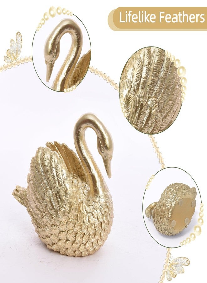 Kakizzy Swan Decorative Bookends,Resin Book Ends for Shelves,Unique Gold Book Holders,Heavy Duty Swan Decor for Home Office Desk Bookshelf,Set of 2,Gifts for Anniversary - Image 4