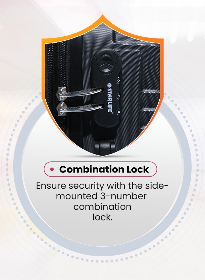 ستار لايف مجموعة حقائب سفر بعجلات من الجانب الصلب ABS مكونة من 3 قطع بعجلات دوارة مع قفل أرقام - Image 2