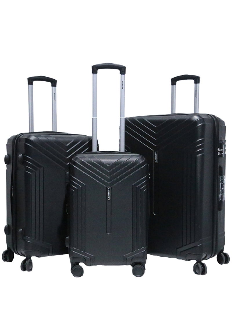 ستار لايف مجموعة حقائب سفر بعجلات من الجانب الصلب ABS مكونة من 3 قطع بعجلات دوارة مع قفل أرقام - Image 1