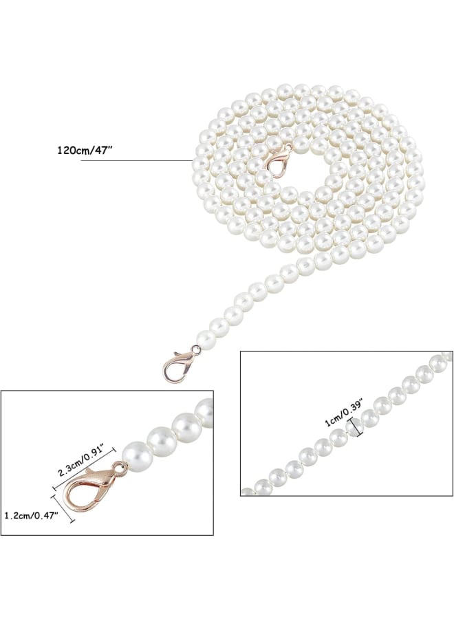 47" Imitation Pearl Bead Purse Chain Crossbody Bag Chain 10mm Pearl Bag Strap Replacement Handbag Chains Accessories with Metal Lobster Clasps for Handbag Purse Clutch Evening Bag  - Image 5