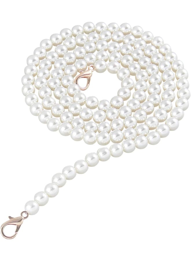 47" Imitation Pearl Bead Purse Chain Crossbody Bag Chain 10mm Pearl Bag Strap Replacement Handbag Chains Accessories with Metal Lobster Clasps for Handbag Purse Clutch Evening Bag  - Image 1