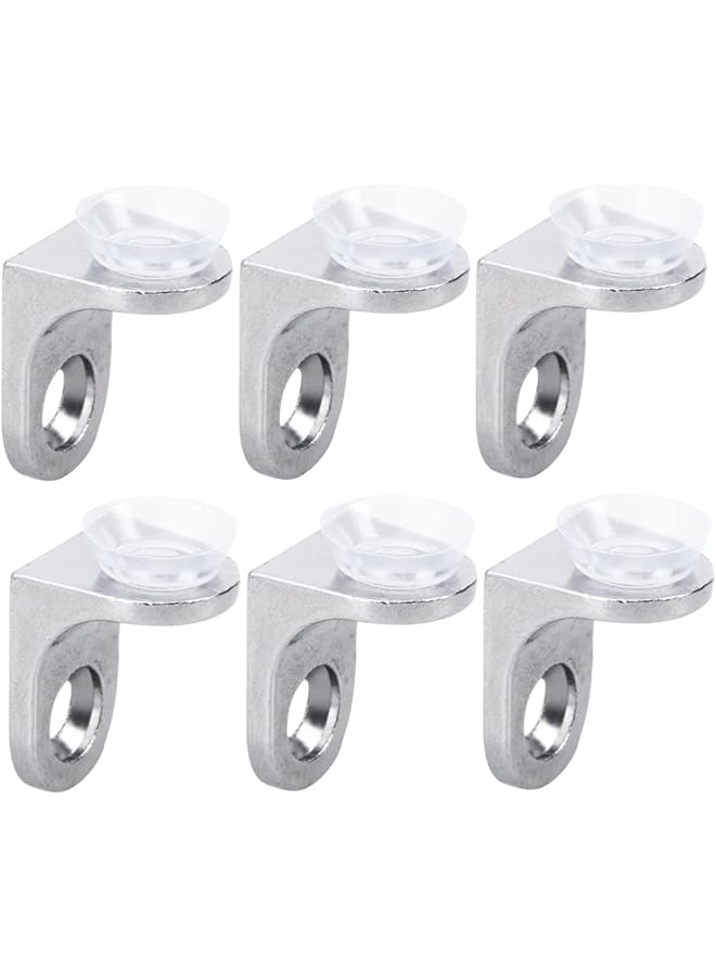 The Bros The Bros Mounting Brace Fixing Glass Shelf Bracket Pegs Supports, 10PCS Glass Mounting Bracket With Suction Cup Bases and with Screws (Silver) 