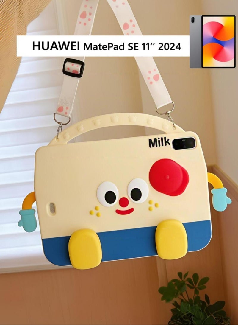 HUAWEI MatePad SE 11-Inch 2024 Cartoon Kids Case, Portable Handle Stand, Kids Friendly Soft Silicone Adjustable Stand Shockproof Cover for HUAWEI MATEPAD SE 11'' 2024 - Image 1