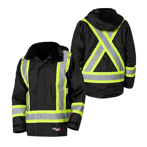 Viking Professional Journeyman 300D Rip-Stop Fire Retardant Reflective Jacket - Fire Resistant Hi Vis Jackets for Men, Black - Large - Image 1