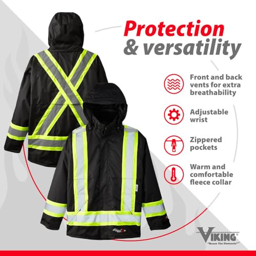 Viking Professional Journeyman 300D Rip-Stop Fire Retardant Reflective Jacket - Fire Resistant Hi Vis Jackets for Men, Black - Large - Image 5