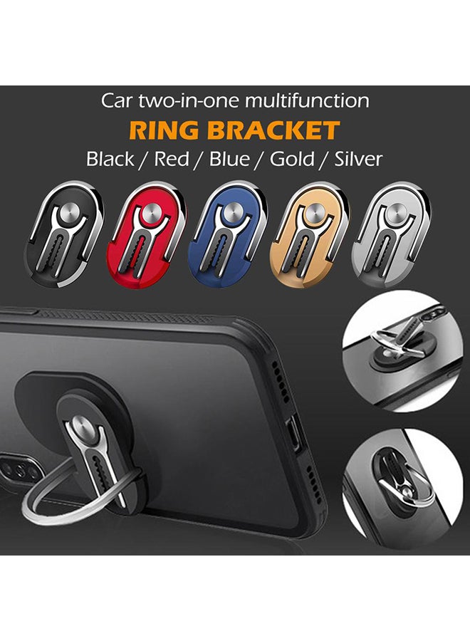 اليشمك حامل هاتف حلقي مغناطيسي دوار بزاوية 360 درجة متعدد الأغراض يثبت على فتحة التهوية في السيارة أحمر وفضي - Image 2