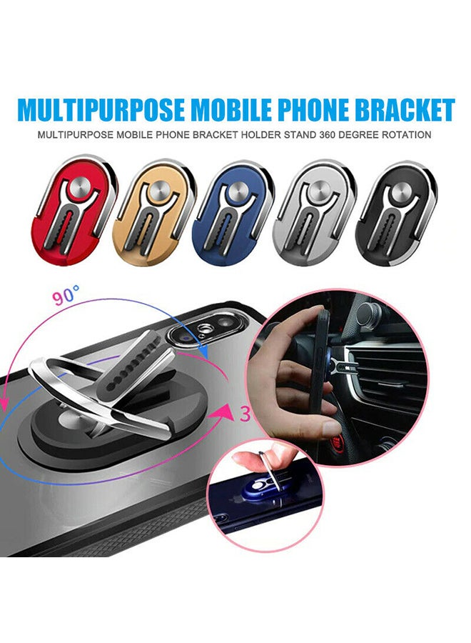 اليشمك حامل هاتف حلقي مغناطيسي دوار بزاوية 360 درجة متعدد الأغراض يثبت على فتحة التهوية في السيارة أحمر وفضي - Image 3