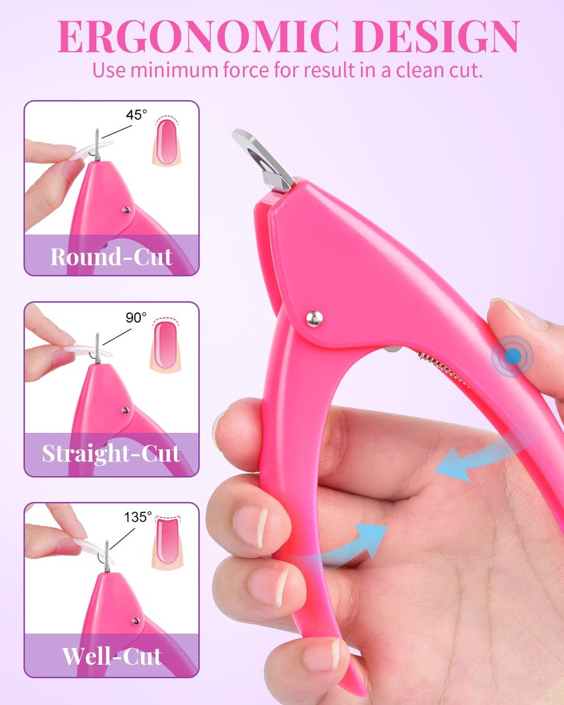 MORGLES 500 Pcs Clear Acrylic Nail Tips Square Full Cover with Nail Clipper Files and Glues Cuticle Fork for Home DIY with Box - Image 5