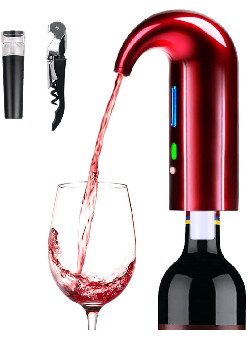 HIVIEW Electric Wine Aerator Wine Dispenser Aeration and Decanter Wine Pourer Red White Wine Accessories Wine Gifts Fathers Day giftsRed 