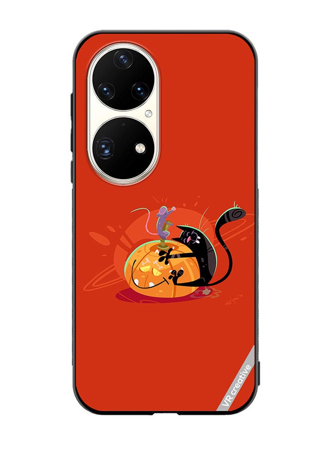 VR CREATIVE Protective Case Cover For Huawei P50 Pro Halloween Cat Design Multicolour - Image 1