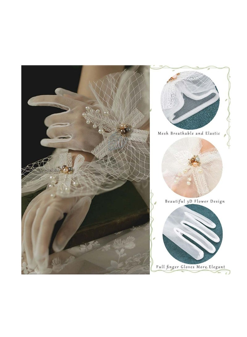 Lace Gloves Bridal Elegant Short Lace Gloves Women Tea Party Gloves for Dinner Photograph Wedding Prom Opera - Image 3