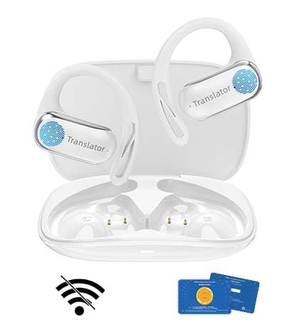 Wooask AI Translation Earbuds Real Time 144 Language Translator Earbuds Open Ear Design 3in1 AI Translation Earbuds Real Time F56 White with Offline Package Lifetime Free - Image 1