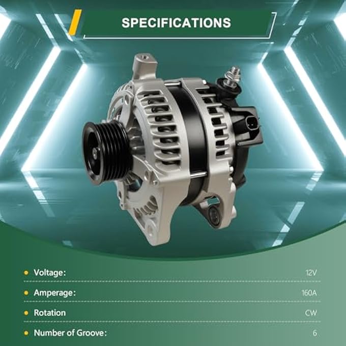 VectraCool 04801304AA Alternator Compatible with Chrysler Voyager 2008, Compatible with Dodge Grand Caravan 2008-2010, Compatible with Jeep Wrangler 2007-2008, Compatible with Volkswagen Routan Replacement#11295 - Image 2
