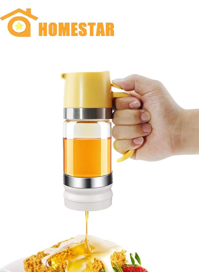 HOMESTAR Glass Honey Dispenser Pot, No Drip 300ml Honey Jar with Handle, Syrup Dispenser for Coffee or Tea, Ideal for Honey and Syrup - Image 1