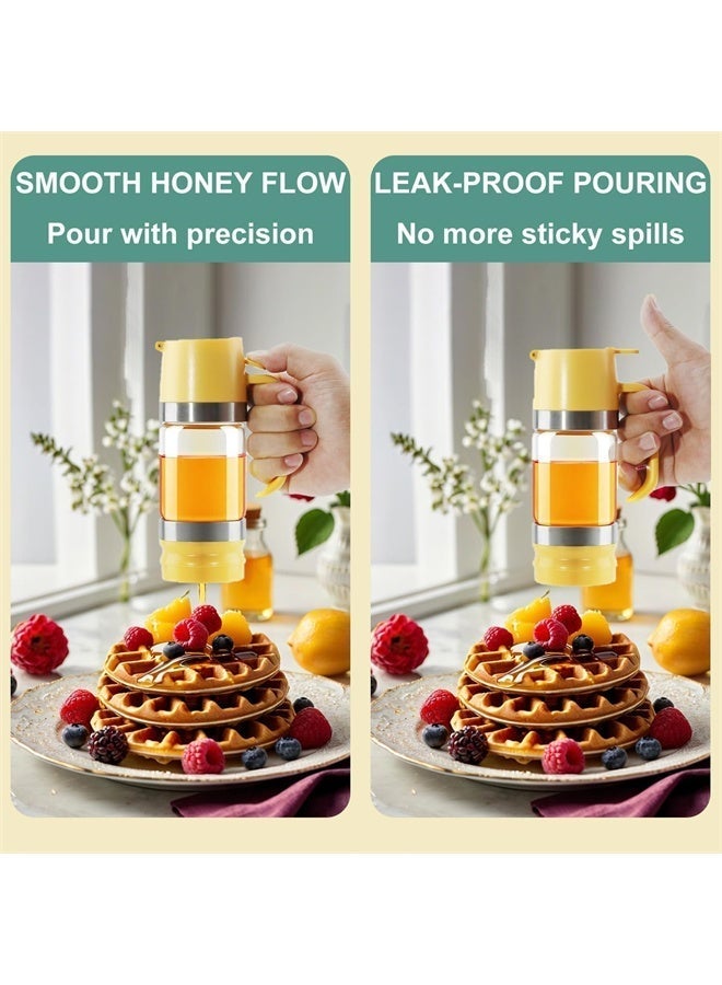 HOMESTAR Glass Honey Dispenser Pot, No Drip 300ml Honey Jar with Handle, Syrup Dispenser for Coffee or Tea, Ideal for Honey and Syrup - Image 3