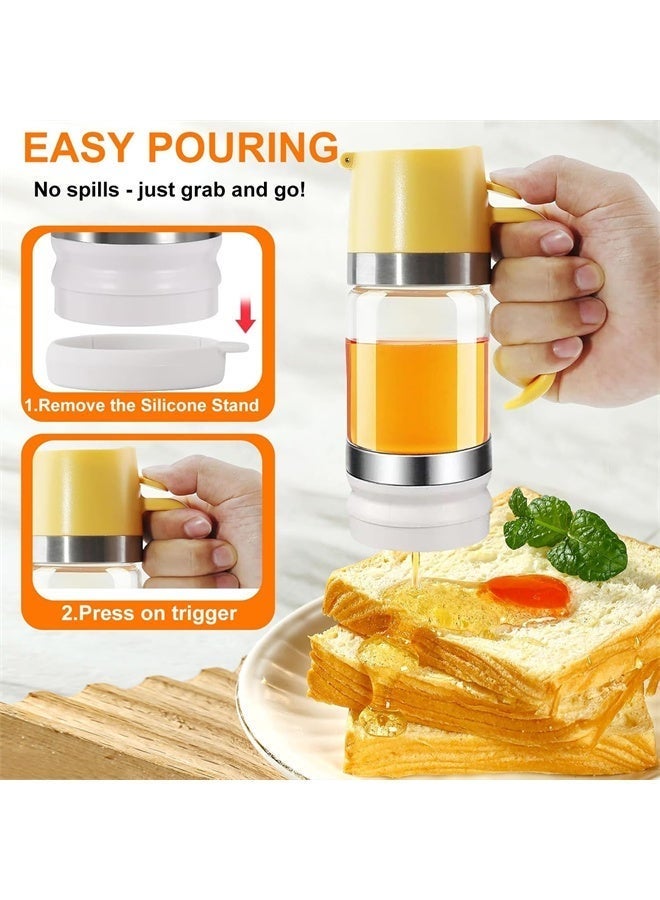 HOMESTAR Glass Honey Dispenser Pot, No Drip 300ml Honey Jar with Handle, Syrup Dispenser for Coffee or Tea, Ideal for Honey and Syrup - Image 2